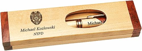Miniatura 1 de Executive Gift Shoppe  Bolígrafo y caja grabados de arce y palisandro con escudo de policía