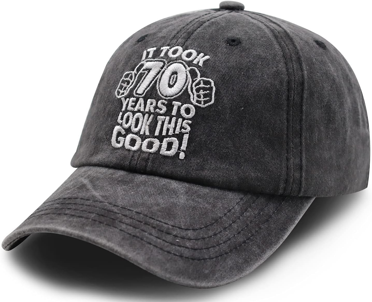 Vintage 70th Birthday Gifts Baseball Cap, Funny Embroidered Adjustable Washed Cotton Hats for Men Women - Image 2