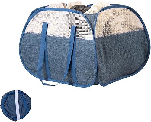 Miniatura 11 de Cesta de lavandería plegable, cesta de lavandería emergente de 90L con asas, cesta de ropa sucia de malla para lavandería, baño, habitación de