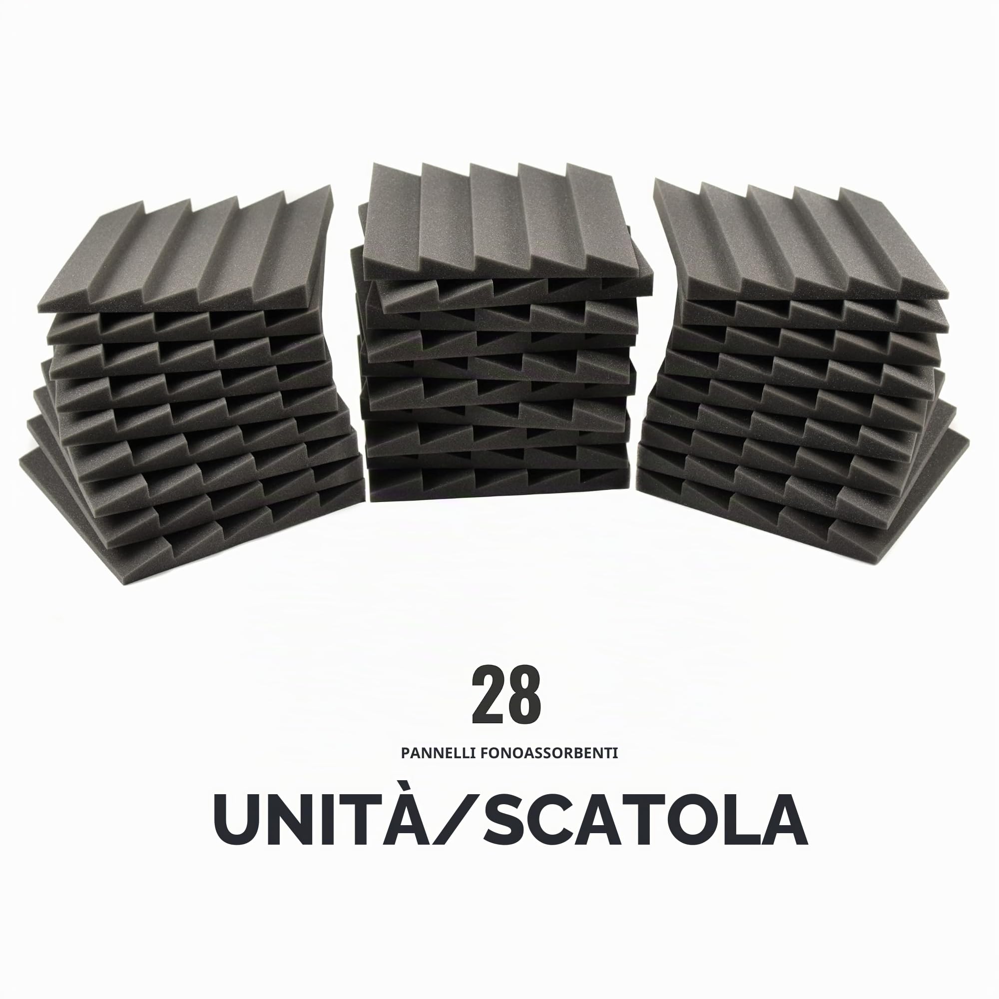 ACOUSPANEL Pannelli Fonoassorbenti Pannello Fonoassorbente Pannelli Acustici Non Compresso Grigio Antracite (30x30x3cm / 28 Unità)