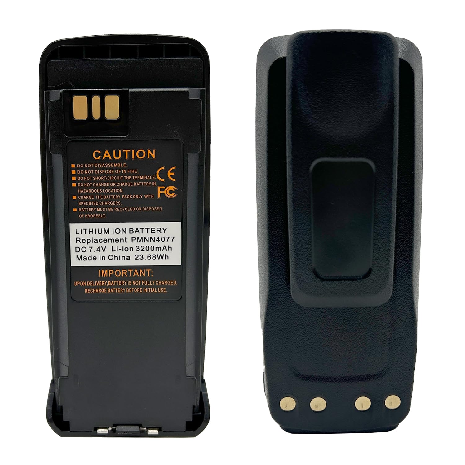 PMNN4077 Replacement Battery, 3200mAh 7.4V Li-ion, for Motorola XPR 6550/6500/6350/6100, Extended Runtime, Belt Clip Included