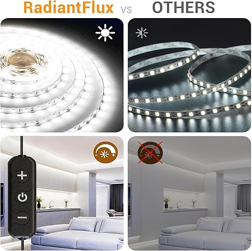 Miniatura 2 de Tira de luz LED pequeña, tira de luces LED cortables regulables de 12 V y 24 V, 32.8 pies, 600 LED, cinta de luces LED superbrillantes para sala de