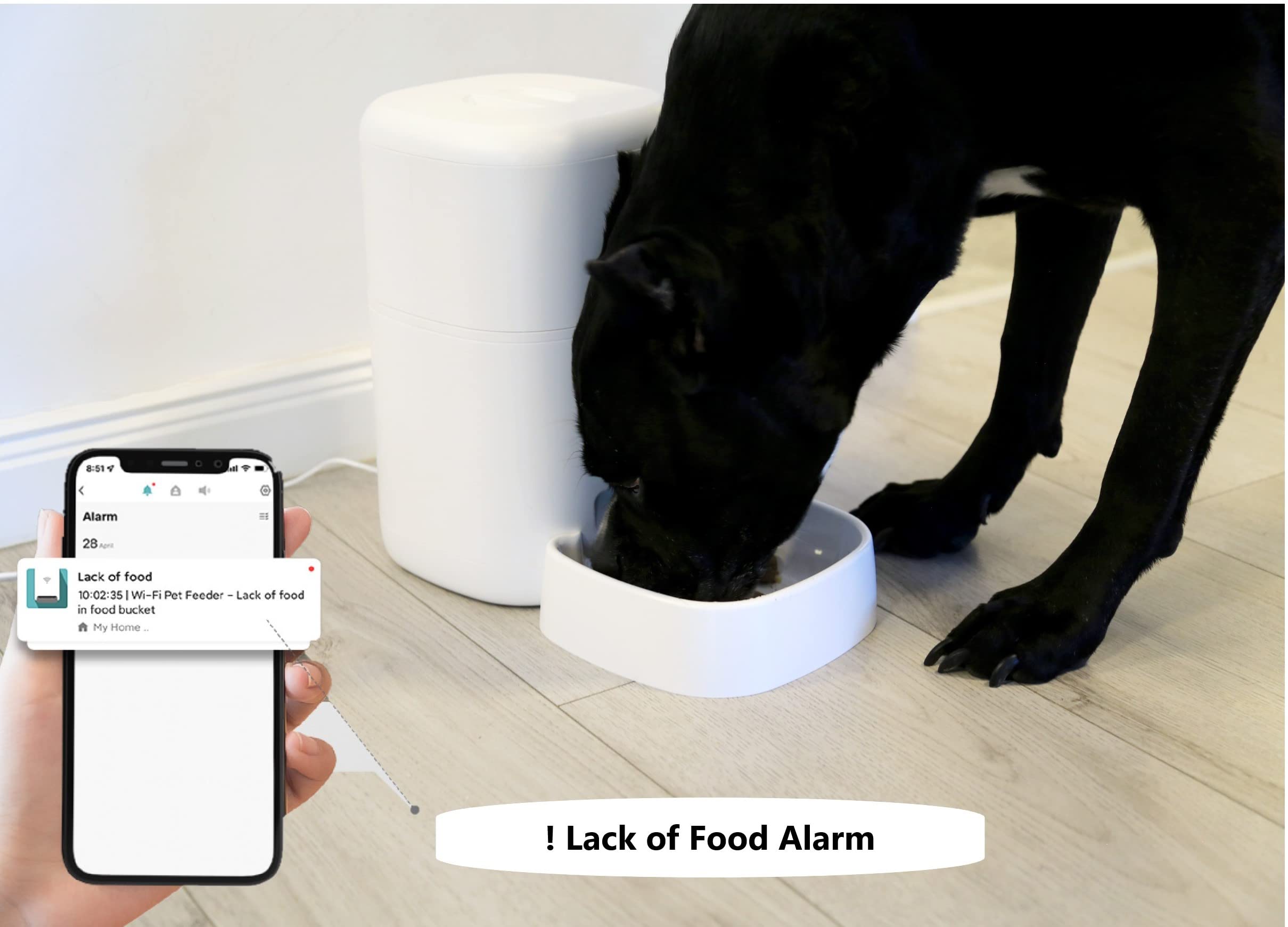 TELLUR SMART Comedero Automático para Gatos y Perros,WiFi, UHD 2K Cámara,Dispensador de Comida Control Remoto, Compatible Alexa y Google, 10s Grabación de Voz, Tiempo de Comida y Porciones Programable