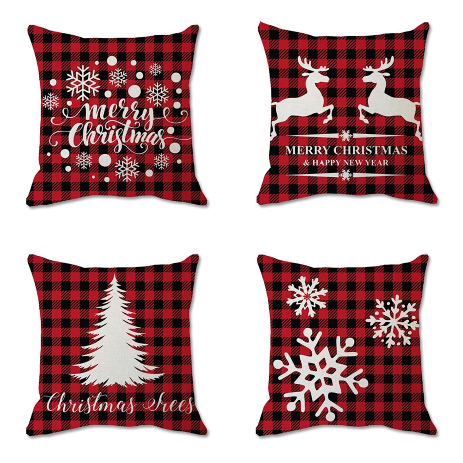 Juego de 4 Impermeable Funda de Cojín Copos de nieve blancos en forma de celosía,55x55cm Moderno Suave Lino Fundas de Almohada Cojines Decor con Cremallera Oculta para Exterior Sofá Cama Coche Hogar