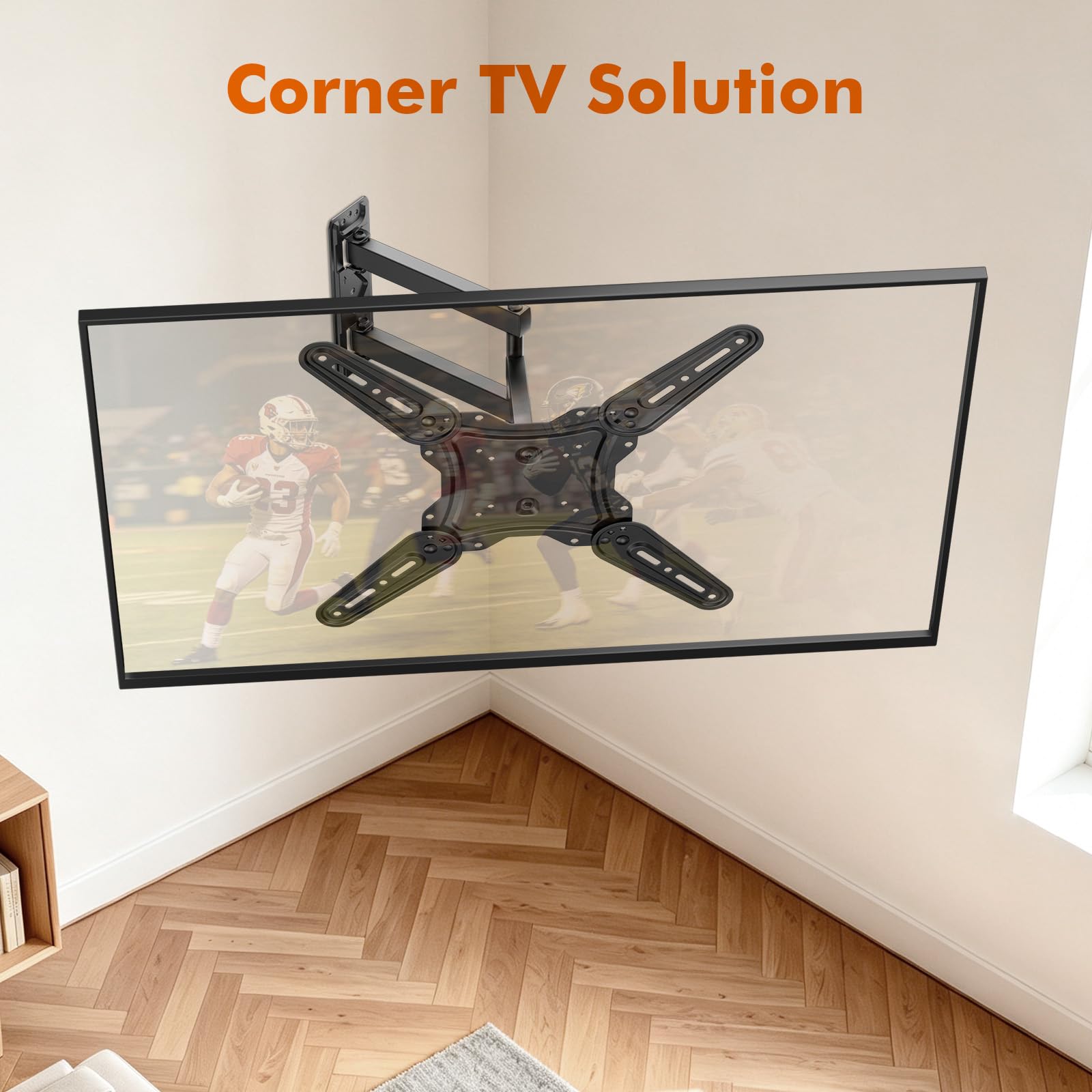 GRIFEMA Support Mural TV 26-65 Pouces - Fixation Murale TV Peut Contenir Jusqu'à 35KG, Accroche Television Mural Orientable (± 90°), Incline (+ 6°, -12°) et Étend, Support Vesa pour TV Plat/Incurvé
