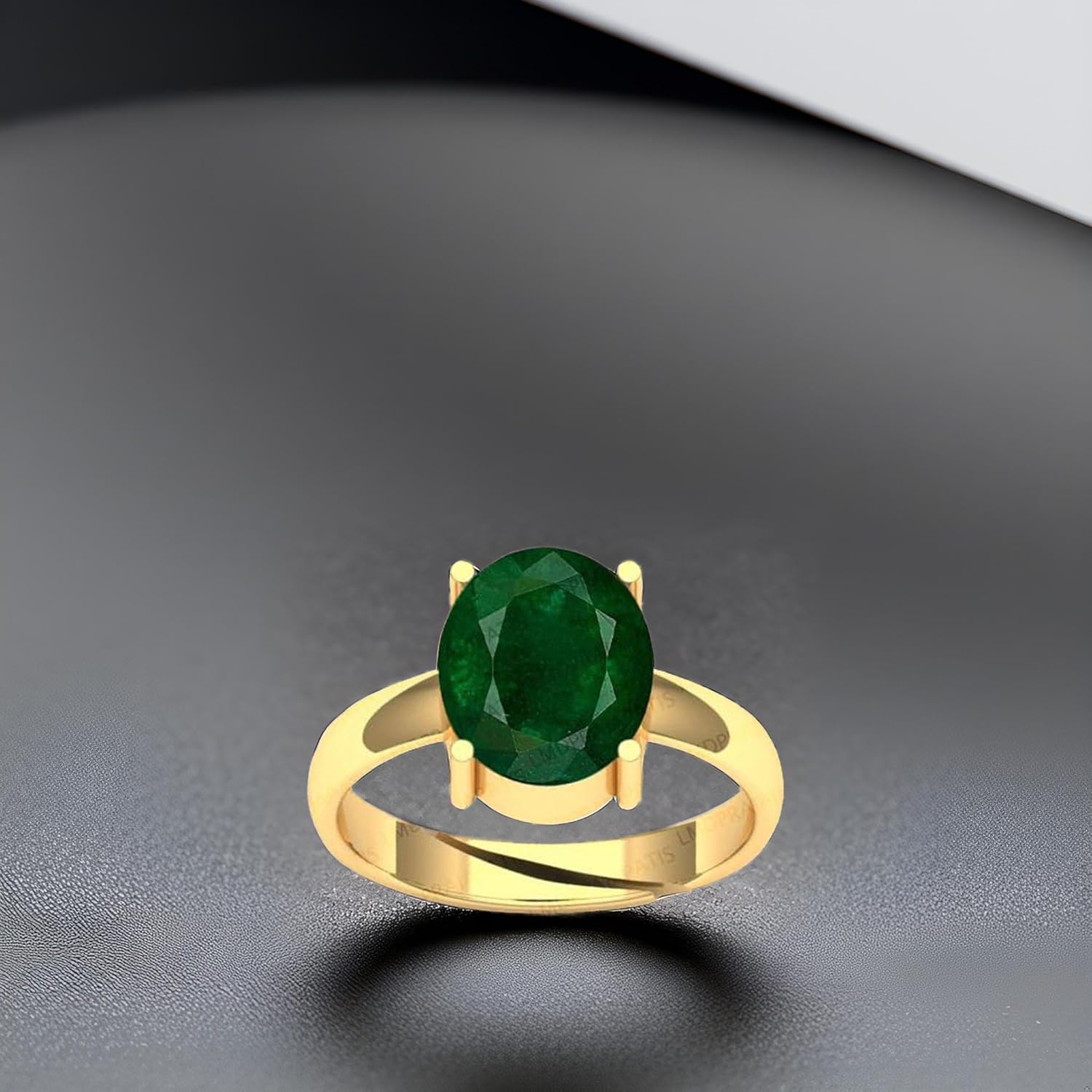 8.25 Ratti/7.25 Carat Emerald/Panna Gemstone Gold Plated Adjustable Ring For Women And Men