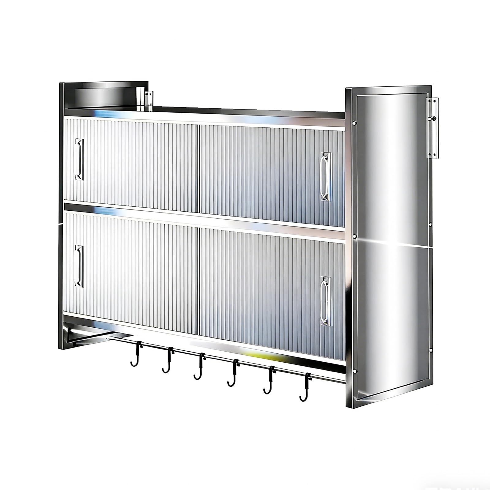 Armadietto portaoggetti con ante e mensole, grande capacità da parete per cucina, armadi da garage in acciaio inox, ideale per soggiorno, ufficio, scuola