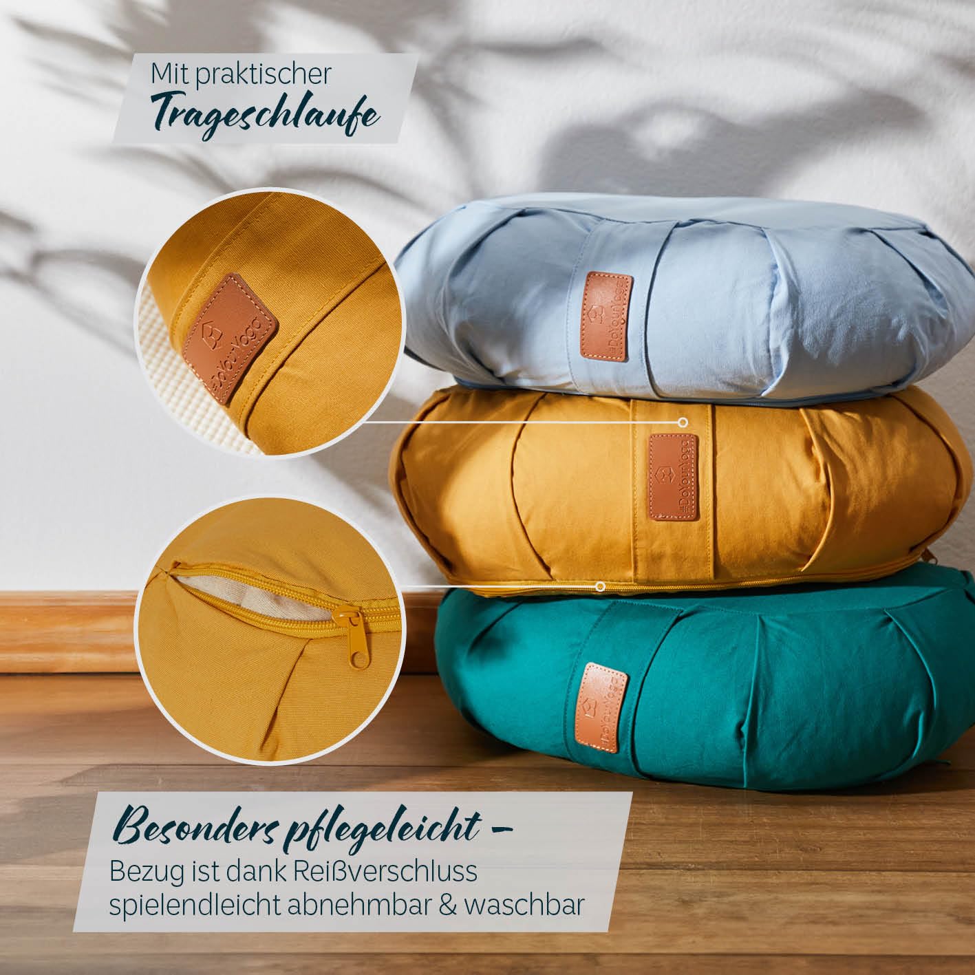 #DoYourYoga Zafu Halbmondkissen »Ganesh« gefüllt mit Bio-Dinkelspelz oder Bio-Buchweizenschalen | waschbarer Bezug | 45 x 30 x 14 cm | Meditations-, Sitz-, Rondokissen für Yin Yoga