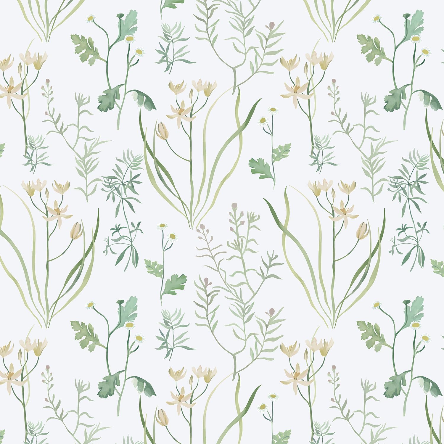 Timeet Tapete Selbstklebend 41x300cm Klebefolie Weiß Grün Blätter Blumen Selbstklebende Tapete Pflanze Möbelfolie Dekorfolie Wasserdicht Folie Vinyl für Wohnzimmer Schlafzimmer Möbel Schrank