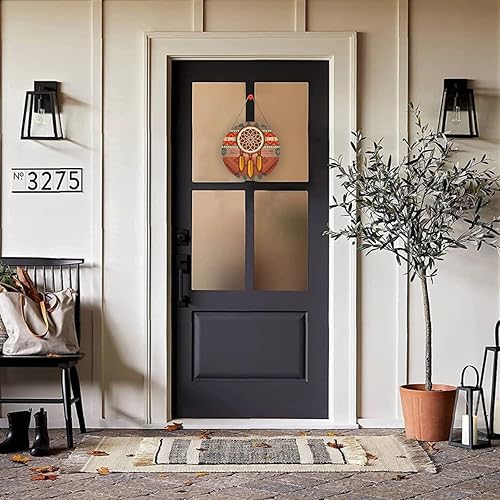 Miniatura 5 de 1 placa de madera decorativa colgante redonda de 12 pulgadas, letrero de madera nativo americano étnico atrapasueños Azteca Maya Suroeste Nativo