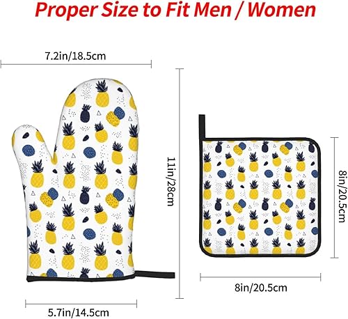 Miniatura 84 de Manoplas de horno y soportes para ollas, arte de mármol blanco y dorado, juego de 4 guantes de cocina resistentes al calor, antideslizantes