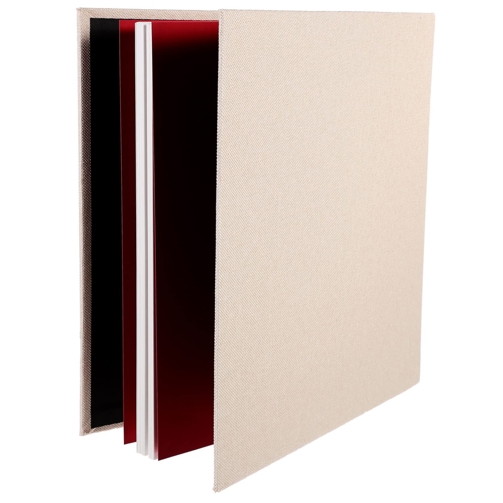 Álbum de Fotos Autoadhesivo de Lino Beige para Manualidades DIY | Tapa Tipo Libro, Apertura Cómoda, Uso Duradero, Estilo Delicado y Especial