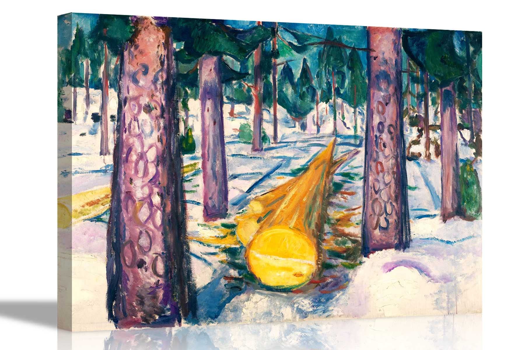 Artley Prints Brown The Yellow Log By Edvard Munch Canvas Art Pictures Framed Hanging Stretched Wallart Bedroom Living Room Modern Artwork 51 X 38Cm (20 X 15 Inches)