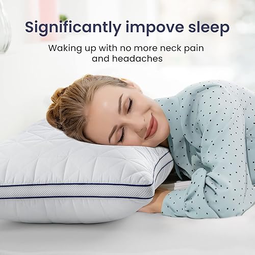 Miniatura 4 de BedStory Juego de 2 almohadas de cama para dormir tamaño estándar calidad de hotel suaves y cómodas mejora la calidad del sueño almohadas de lujo