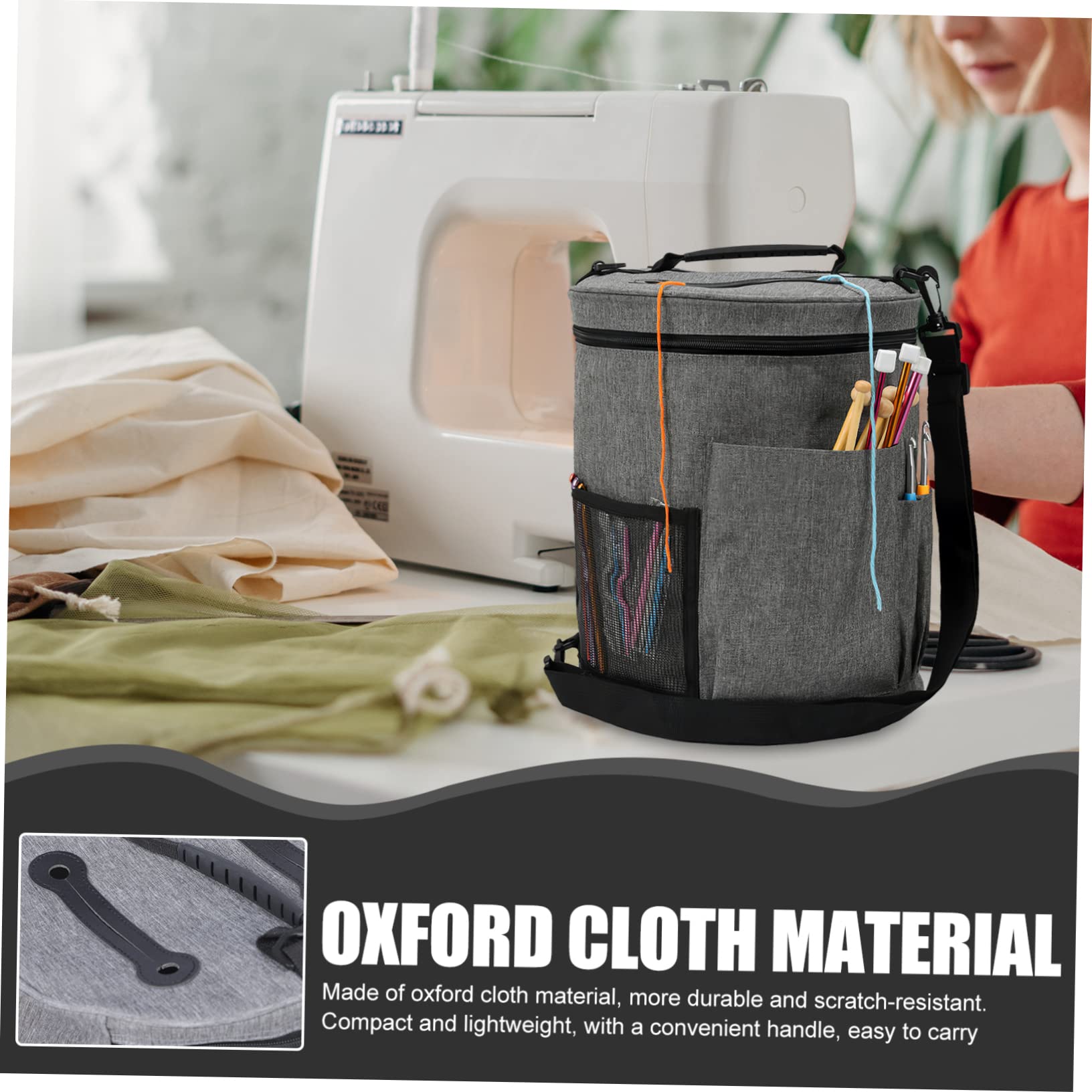 HANABASS Borsa Porta Gomitoli Manico, Organizer Cilindrico per Filati