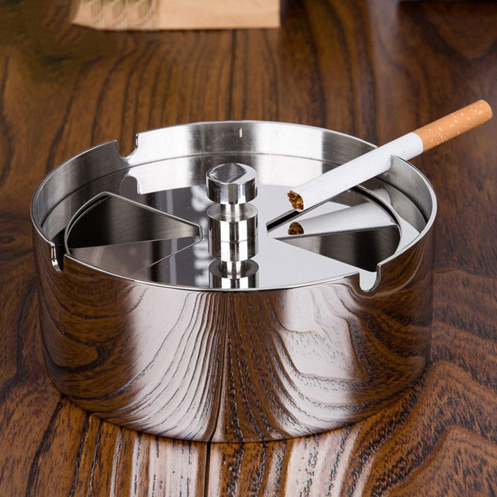 Cendrier Cendrier rotatif rotatif cendrier épaissi en acier inoxydable cendrier coupe-cendres coupe-vent avec couvercle for la décoration de bureau à domicile Convient pour la maison/patio/intérieur