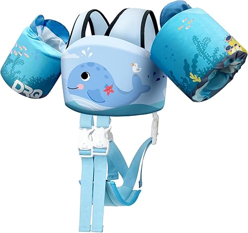 Miniatura 12 de DRQ Chaleco de natación para niños pequeños, flotadores para niños de 22 a 66 libras, chaleco salvavidas para niños con arnés de hombro con alas