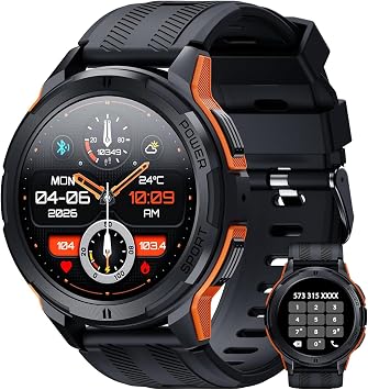 Smart Watches for Men, 1.43" HD AMOLED, Rugged Military Smartwatch Waterproof Fitness Tracker with 100+ Sport Modes, Answer/Calls/Dial, AI Assistant/Sleep Monitor, Extra-Long Battery Life