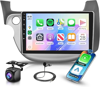 Car Stereo Radio for Honda Fit 2008-2013 Support Wireless Carplay Android Auto 10.1 HD 1080P Touchscreen with 5Ghz WiFi GPS Navigation EQ AHD Backup Camera FM/RDS Radio SWC 2G+64G