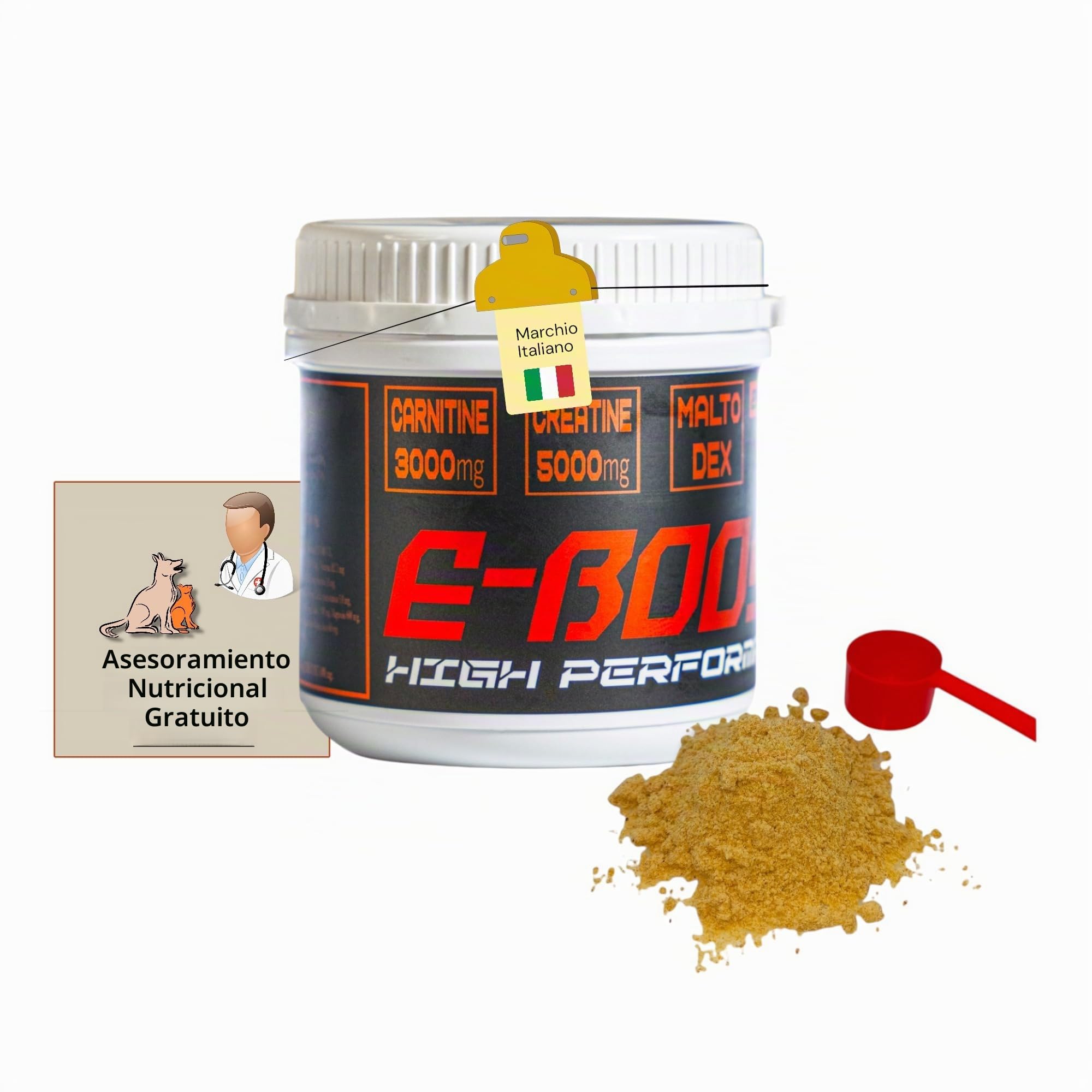 E-BOOST 250 - Suplemento alimenticio para perros deportivos, de caza y que realizan alta actividad física con maltodextrina de liberación lenta para una energía prolongada