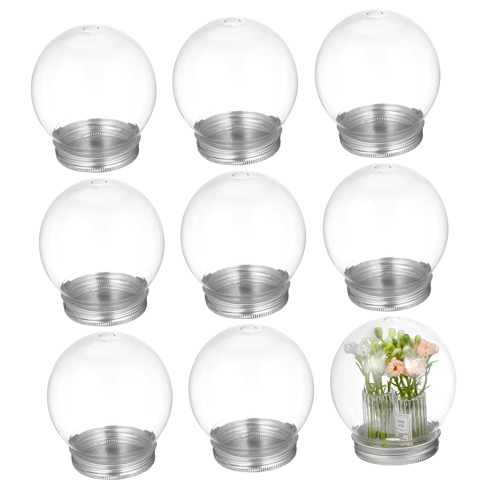 Bolas transparentes navideñas y botes rellenables para dulces de fiestas y manualidades