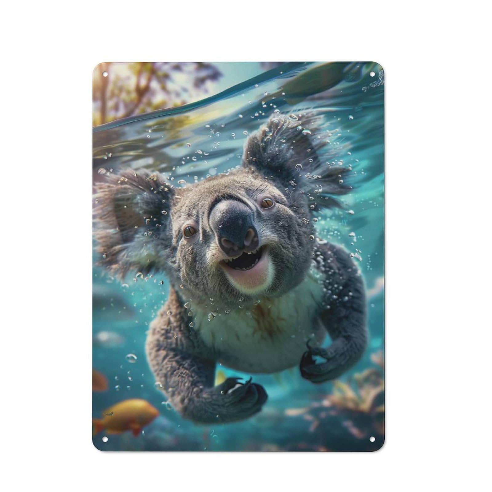 Junmoney Koala Sea Metal Tin Sign, Clear Colour Print, For Garage, Shed, Workshop Or Hobby Room, 40X30cm