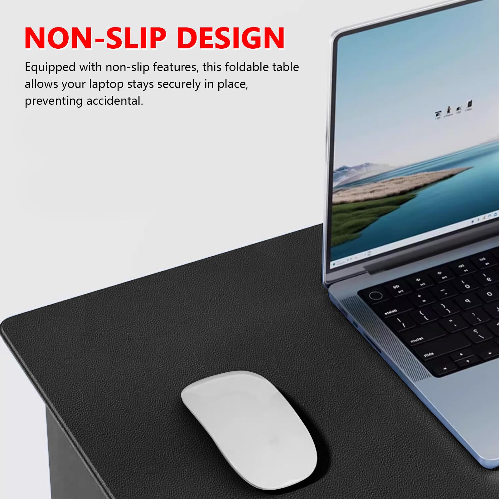 SHINEOFI Supporto per Computer Portatile Pieghevole Tavolino da Uso Quotidiano in Pu e Pannello ad Alta Densità, Versatile e Facile da Riporre, per Auto e Divano