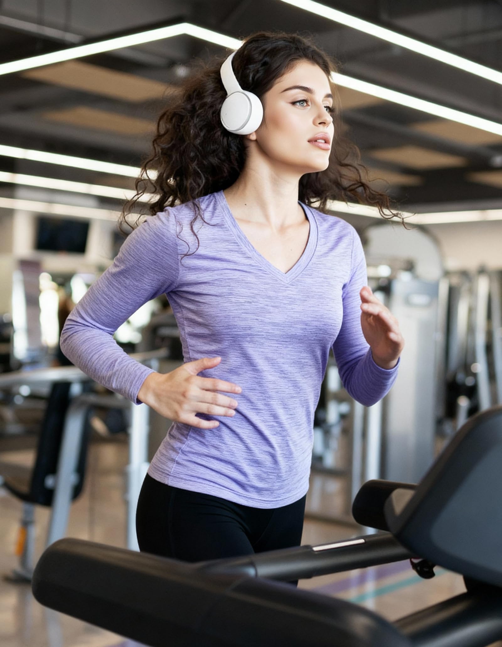 Camisetas de manga larga que absorben la humedad para mujer, de secado rápido, atléticas, para correr, camisetas de entrenamiento con cuello en V, Paquete de 5 negro, azul, rojo sandía, rojo, verde,