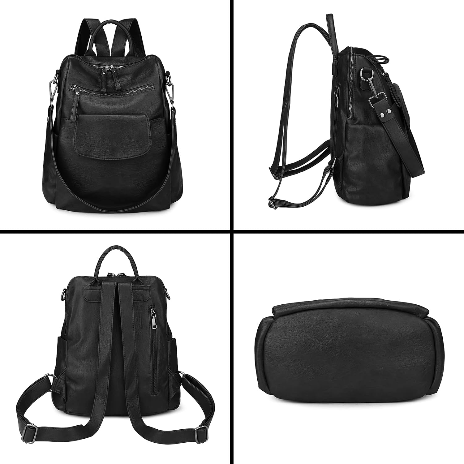 Uromee Backpack Purse for Women Vegan Leather Ladies Fashion Travel Shoulder Bag Convertible - Image 4