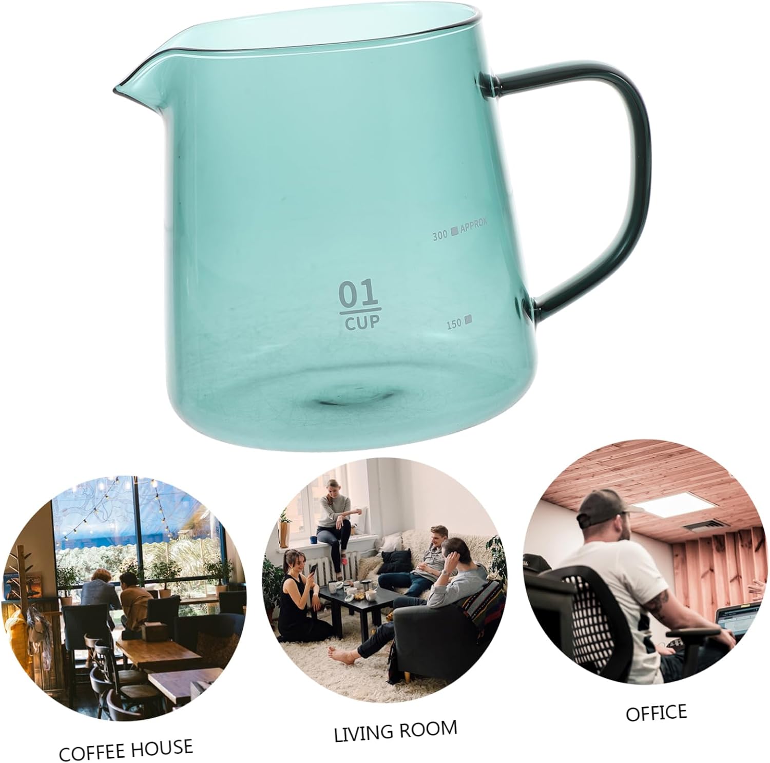VICASKY Heat Resistant Glass Coffee Pitcher with Spout for Brewing Tea and Coffee Borosilicate Carafe Cup for Home Cafes Restaurants Portable Milk Jug Alternative