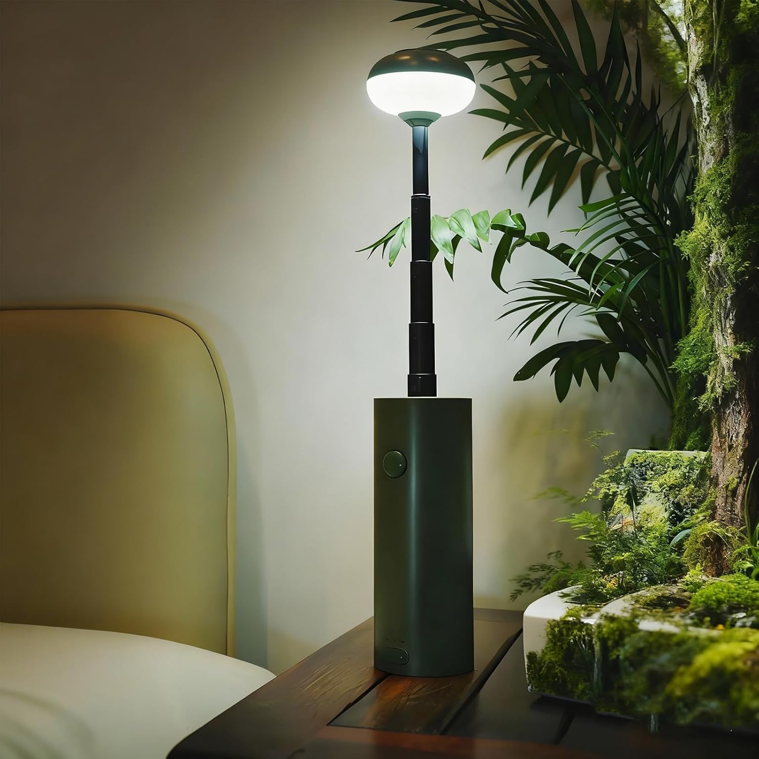 Ultralight Telescopic Camping Lights, Rechargable 5000 mAh Battery Camping Lamp with Magnetic, IPX65 Waterproof Portable Outdoor Flashlight for Hiking, Travel, Picnic, Yard(Green)