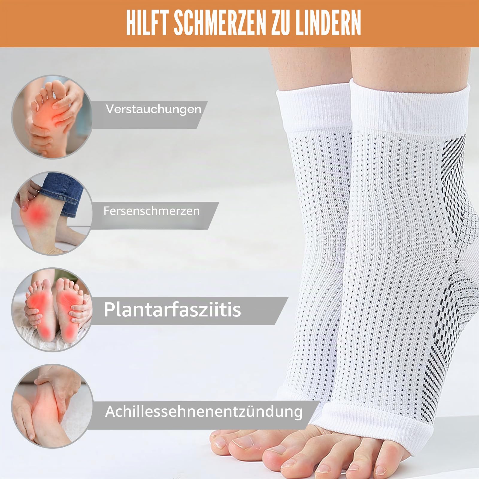 4 Paar Neuropathie Soothe Kompressionssocken Herren, Kompressionsstrümpfe Damen, Orthopädische Compression Socks mit Offener Zehe, Sprunggelenkbandage für Plantarfasziitis Gelenkschmerzen,L/XL
