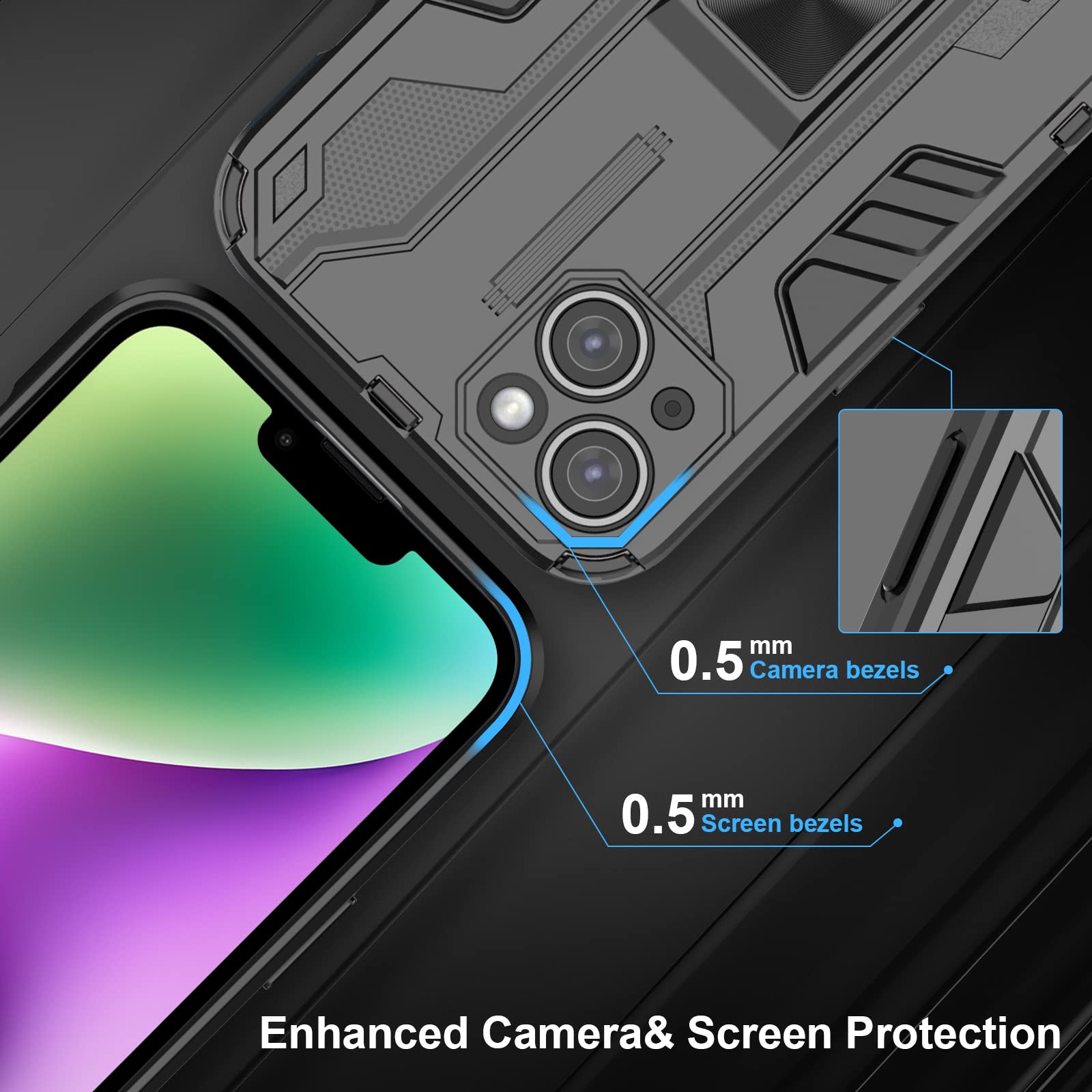 Funda para Xiaomi Redmi Note 15 Pro 5G, Carcasa Antigolpes con Soporte anular metálico, Case Protectora de Grado Militar, Azul — view 79