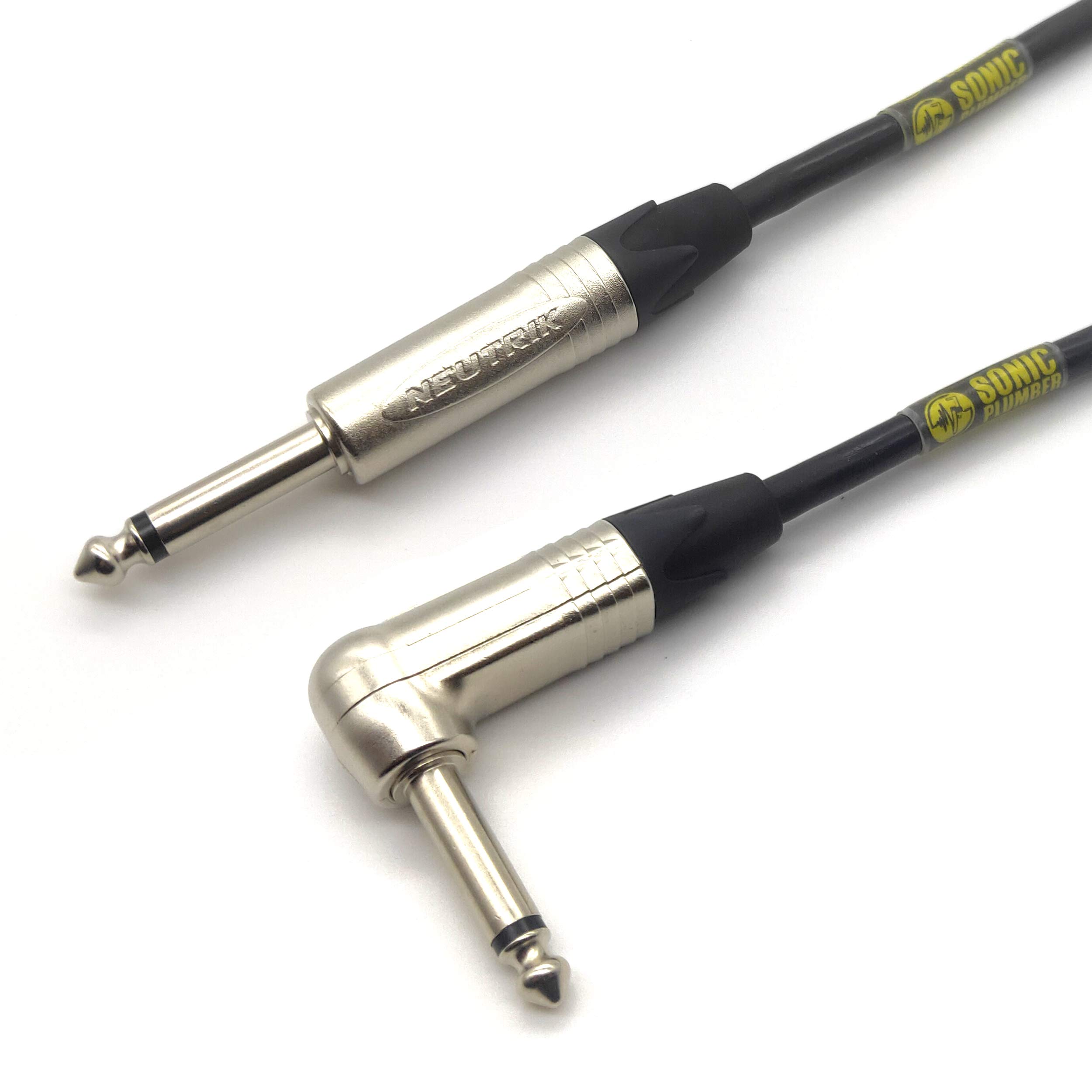 Sonic Plumber Neutrik 6.35mm (1/4 Inch) TS Right Angle to Straight Jack Guitar/Instrument Cable (3M/9ft),Black