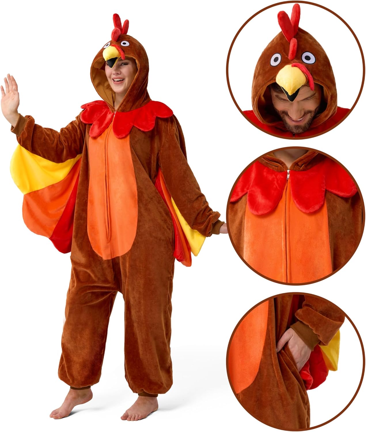 Spooktacular Creations Halloween Turkey Unisex Costume, Adult Animal Costume Halloween Party - Image 3
