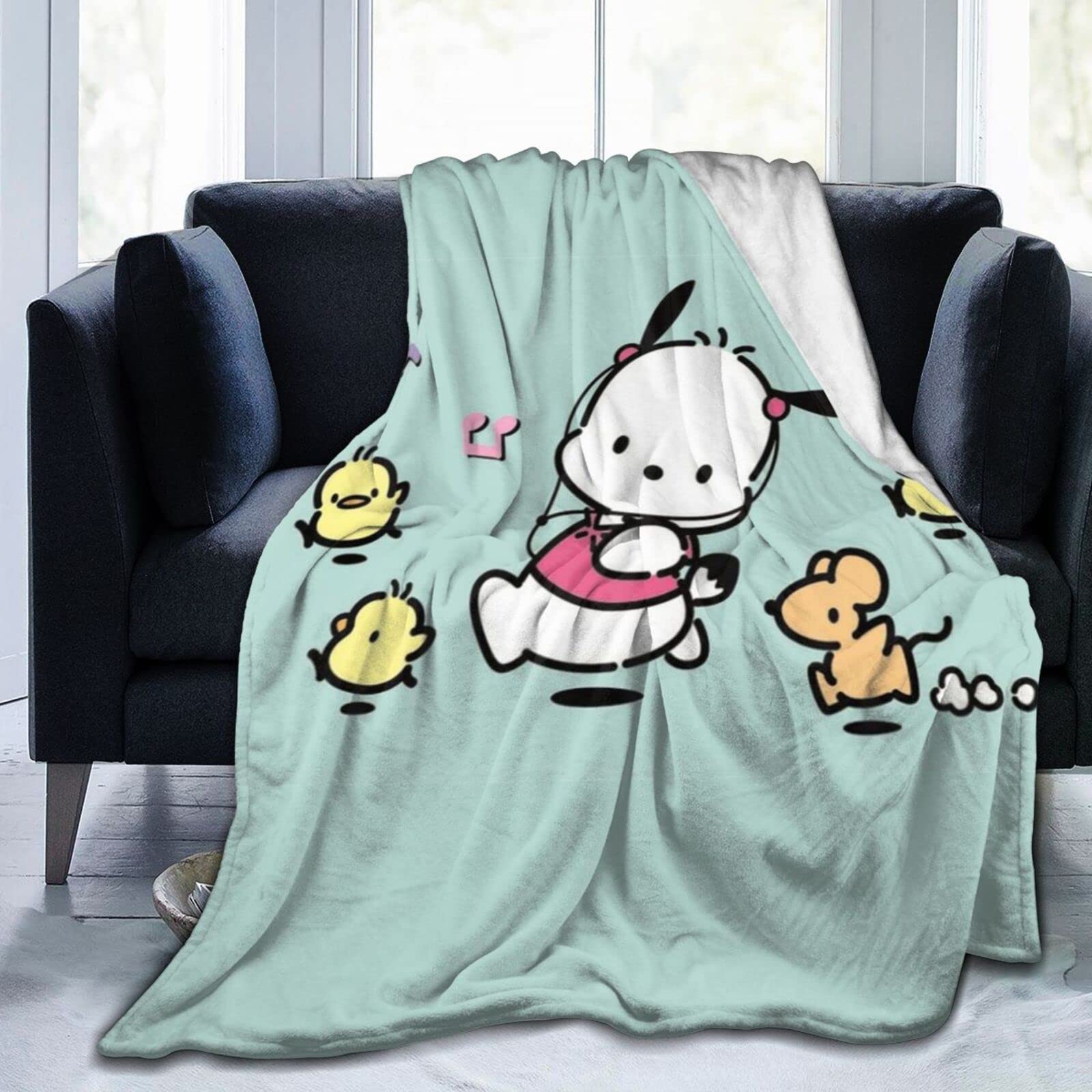 Amazon｜毛布 ポチャッコ アニメ ひざ掛け 軽量 薄手 ブランケット