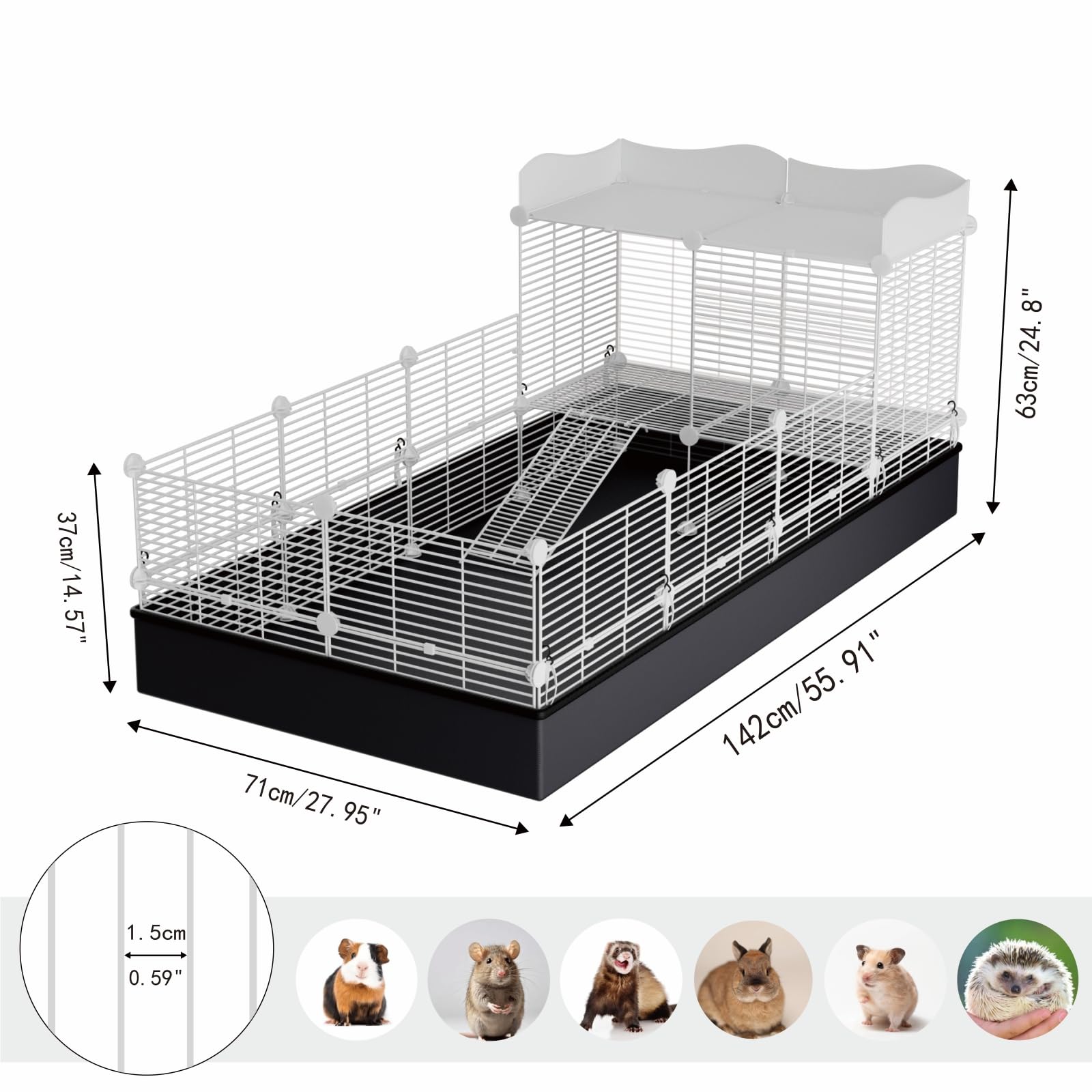 STILLCOVE Meerschweinchenkäfige mit 2 Etagen für den Innenbereich, mit Oberseite und wasserdichter Matte | Mit Plattform und Rampe, Metallzaunhof, C&C Kleintierlaufstall für Kaninchen, Hase, Hamster, Haustierratte, Chinchilla, Nager