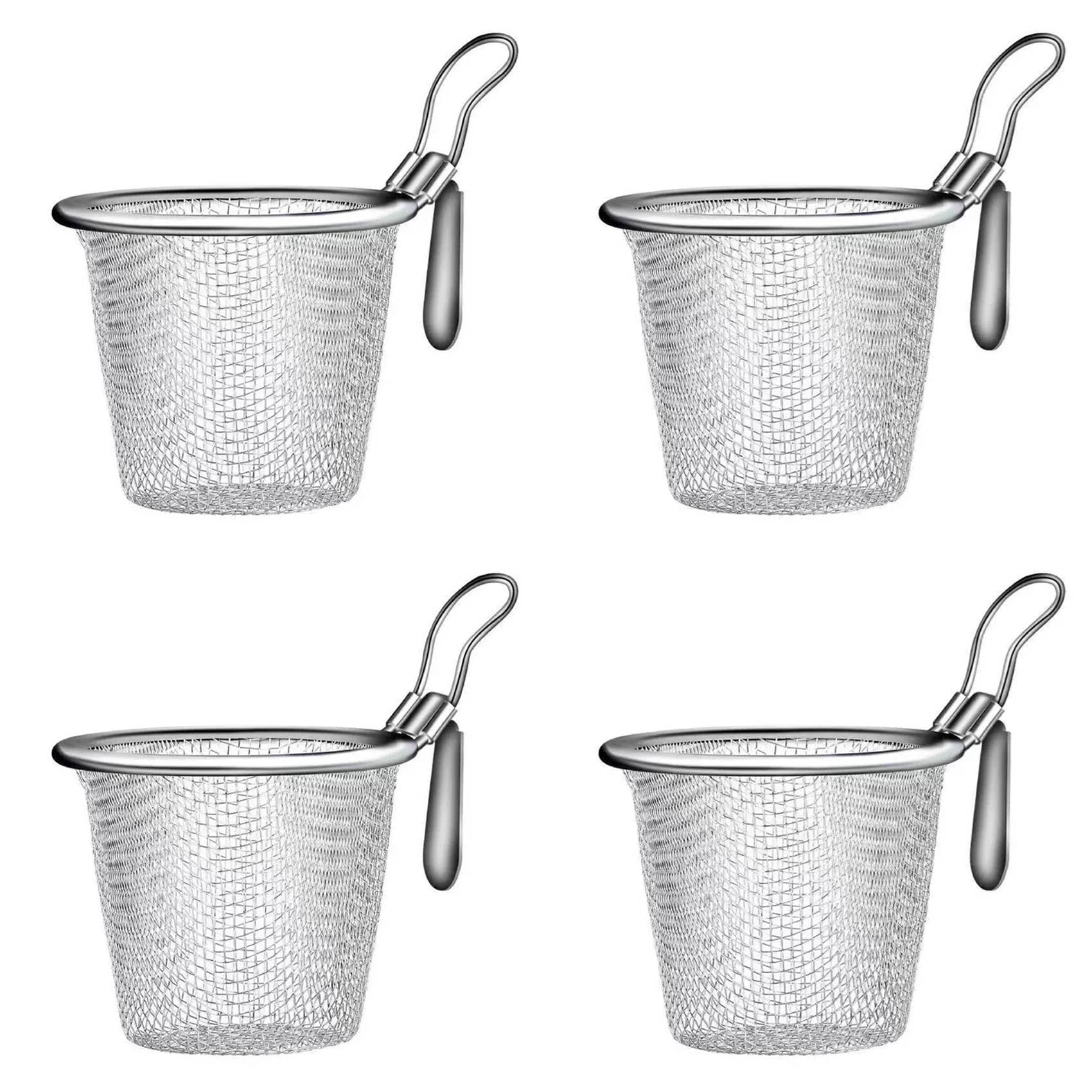 Hndhbfgrt 4Pcs Stainless Steel Colander Strainer Basket Food Kitchen Colander Baskets Hot Pot Frying Strainers Serving Noodle, L