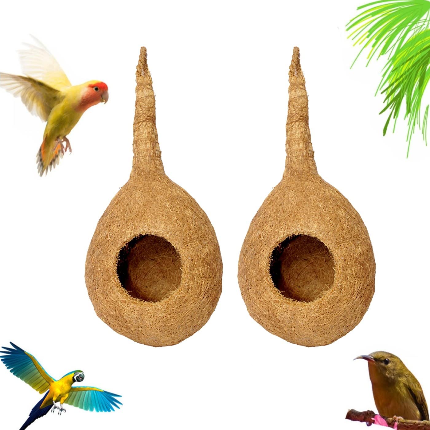 Glan Hold Ring Safest Round Organic Bird Nest Houses Chidiya Ka Ghonsla Purely Handmade Love Birds/Sparrow/Small Birds for Garden Balcony Set of 2 Pcs (B0B46K5Q4R) Amazon Price History, Amazon Price Tracker