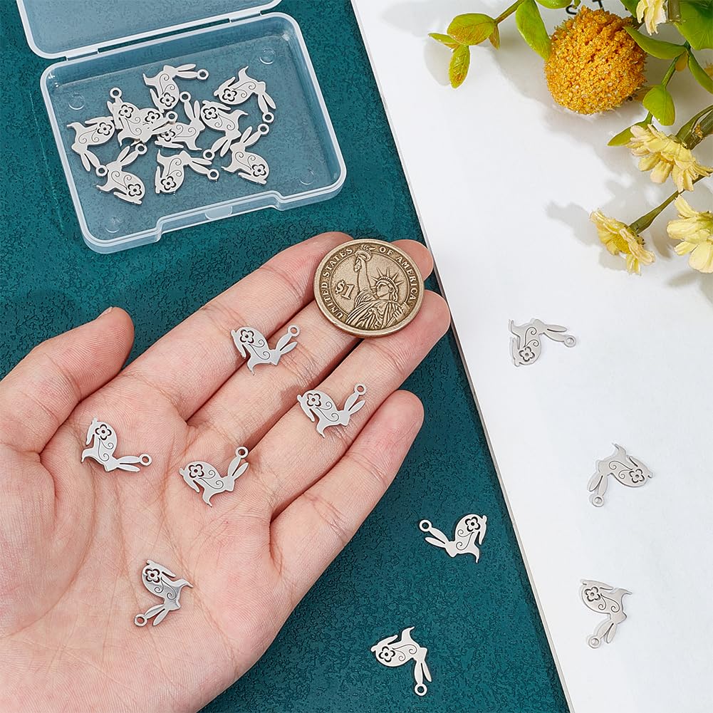 HOBBIESAY 20Pcs 201 Stainless Steel Bunny Charms 16x12mm Rainbow Color Rabbit Charms Animal Easter Bunny Pendants for Easter Necklace Brecelet Earring Making, Hole: 1.5mm - Image 3