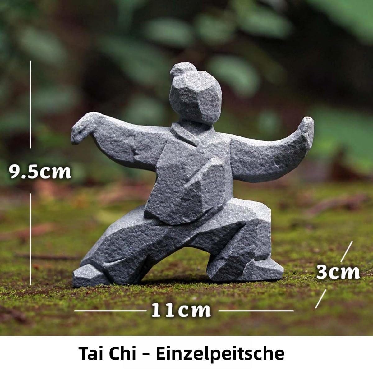 Tai-Chi & Yoga figurka z piaskowca, wodoszczelna dekoracja do akwarium, stawu ogrodowego i biurka, 3 realistyczne pozy, do wewnątrz i na zewnątrz (zestaw trzech sztuk do jogi)
