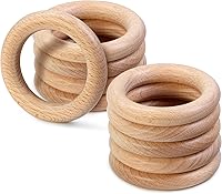 Vista 10 de FoDau770 5 anillos de madera de haya natural, anillos de madera maciza sin terminar, círculos de madera resistente, círculos de macramé