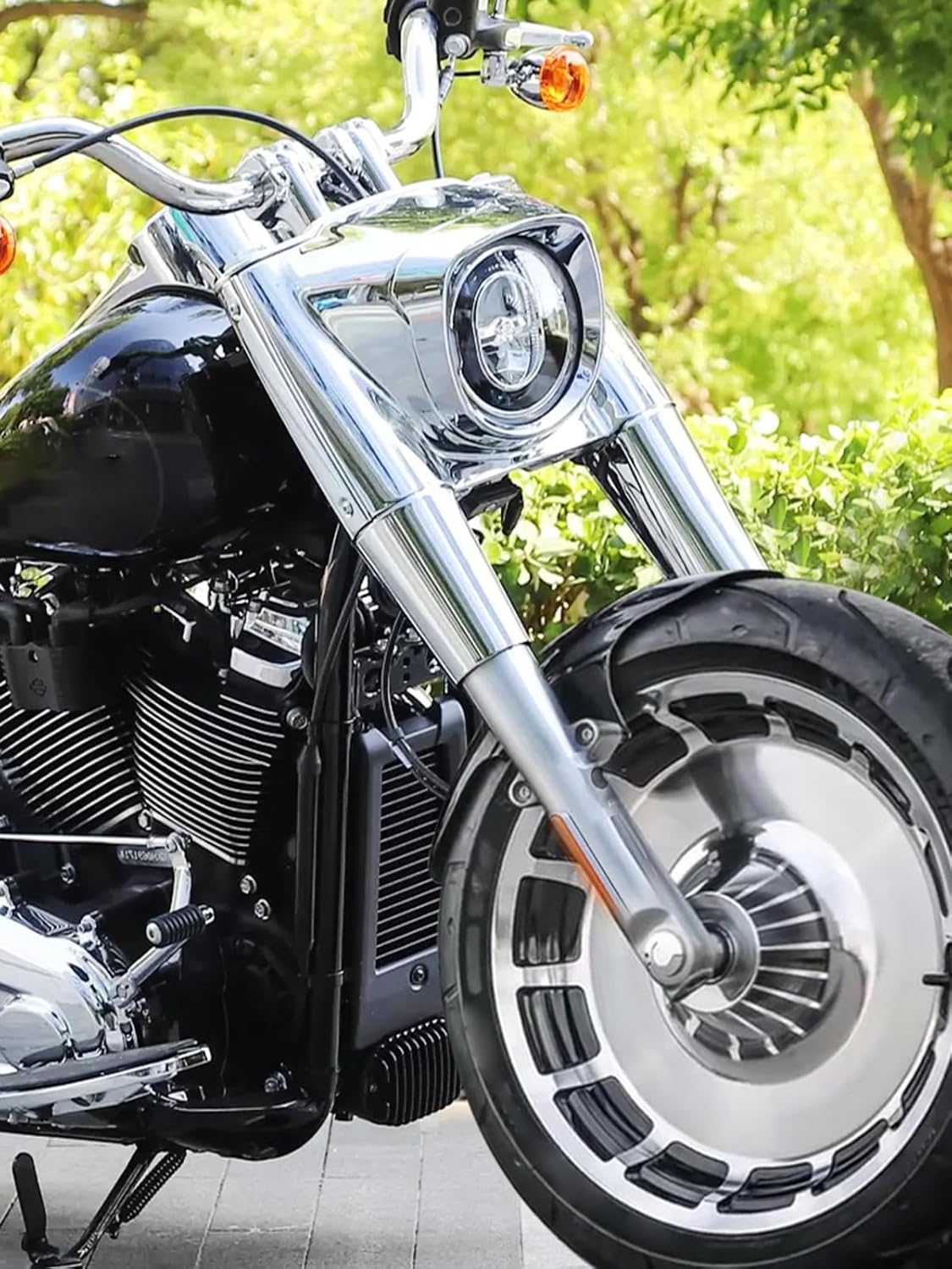 Short Front Fender Mudguard Compatible with Harley Softail M8 Fatboy FLFB 107 FLFBS 114 2018-2024 (Gloss Black)