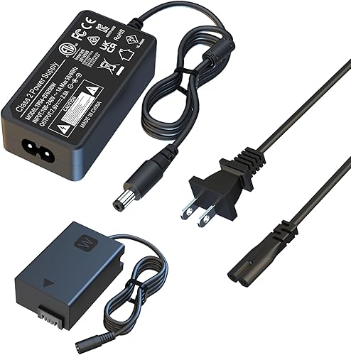 AC PW20 Adaptador de corriente NP-FW50 Kit de batería ficticia, para Sony Alpha A6000 A6100 A6300 A6400 A6500 A5100 7 A7 A72 A7S A7S II A7R II