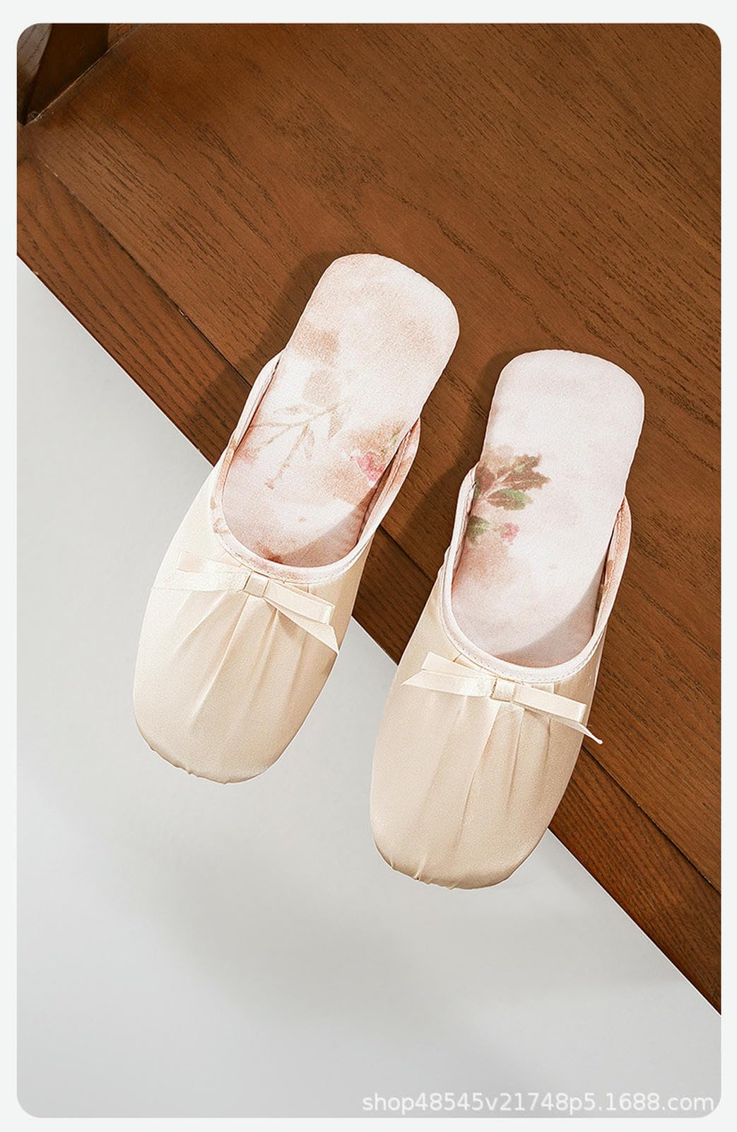 Pantofole Donna Tessuto A metà delle Punta di Piedi Scheme Estate Casa Interno Delicata Piatta in Stile Francese-bianco-34-35