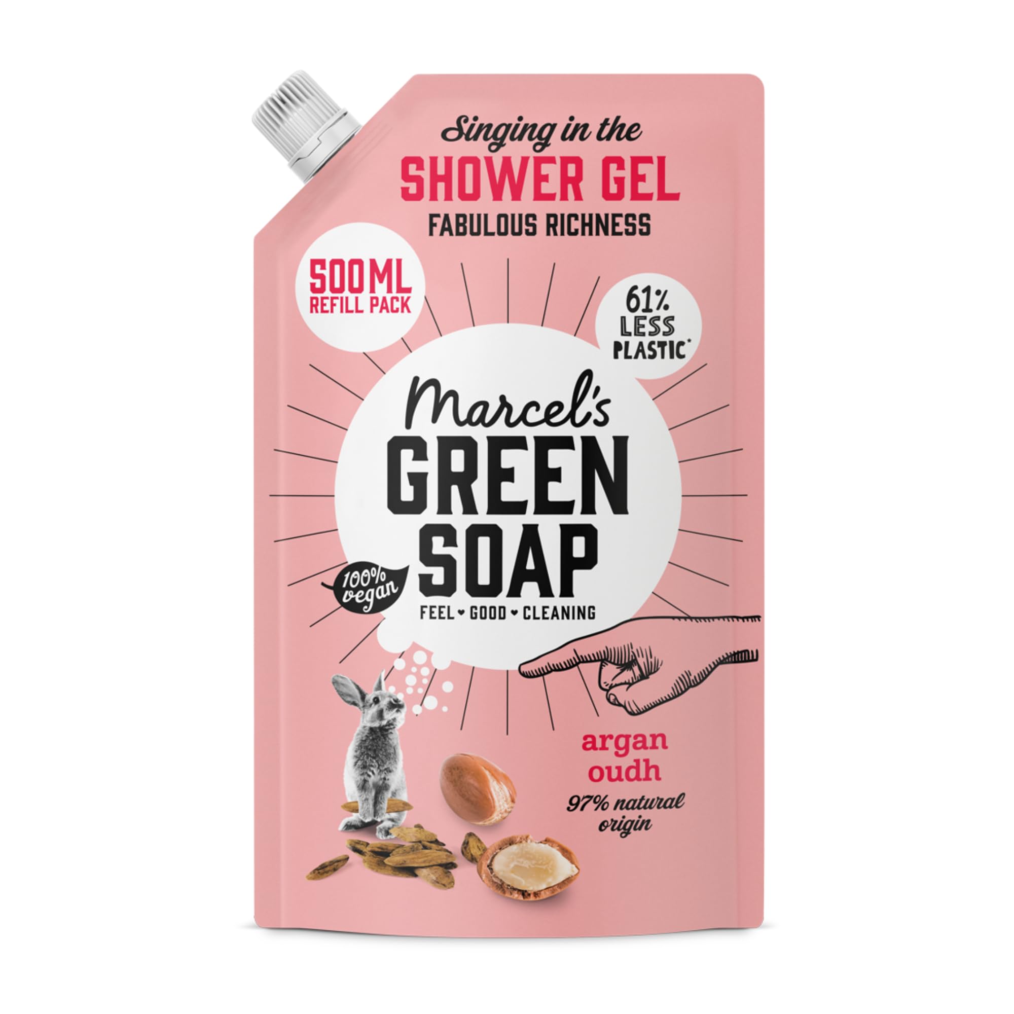 Marcel's Green Soap - Shower Gel Refill Argan & Oudh - Vegan - Microplastic-free formula - 500 ml