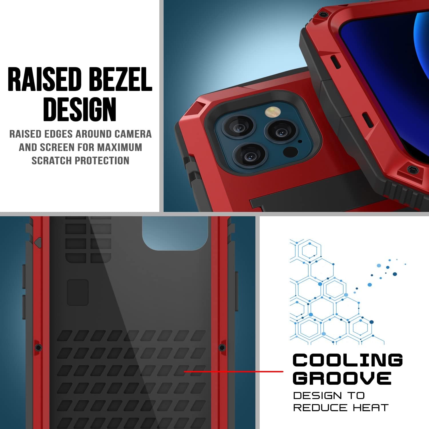 PunkCase for iPhone 12 Pro Metal Case [2.0 Series] Heavy Duty Armor Cover | Full Body Aluminum & TPU Design W/Built in Tempered Glass Screen Protector for iPhone 12 Pro (2020) (6.1") [Red]