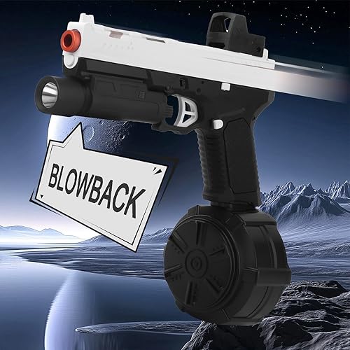 Miniatura 6 de Gel Blaster X8, lanzador automático completo para niños de 14 años en adelante y adultos con tambor, tolva larga, luz de seguridad y gafas para