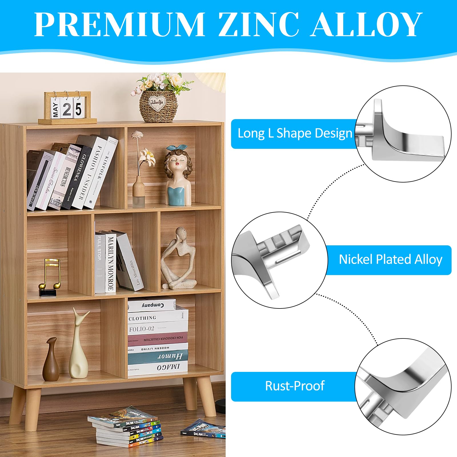 Perni Per Mensole In Metallo - Supporti A L Nichelati Per Ripiani, Armadi, Librerie - 20 Pezzi