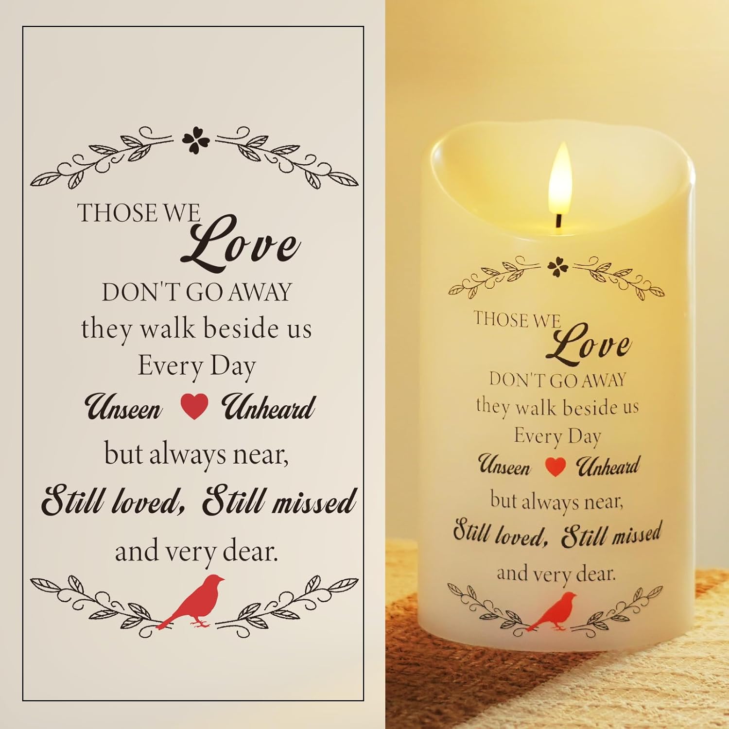 Homemory Memorial Candle Bereavement Sympathy Gifts for Loss of Loved One, Real Wax LED Candle with Remote Memorial Gifts for Loss of Mother Loss of Father in Memory of Loved One Remembrance Gift